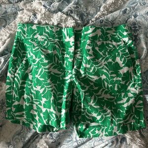 JCrew green and white shorts